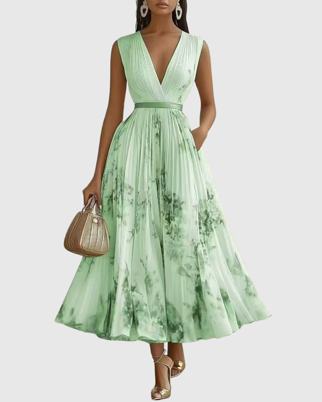 Rowella - Elegant Pleated Maxi Dress