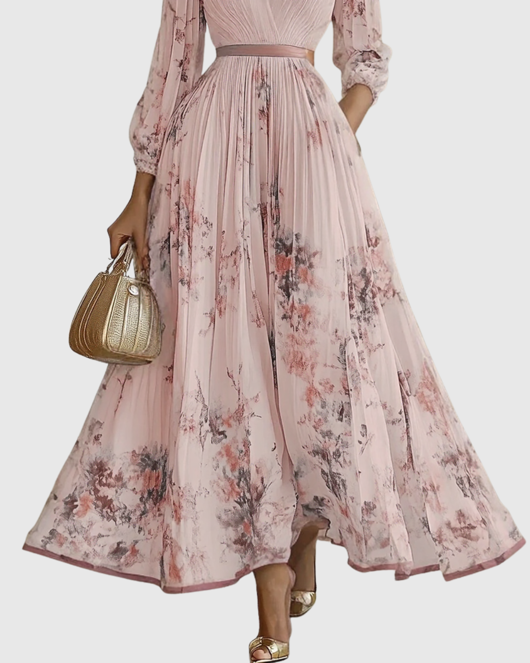 Rowella - Elegant Pleated Maxi Dress