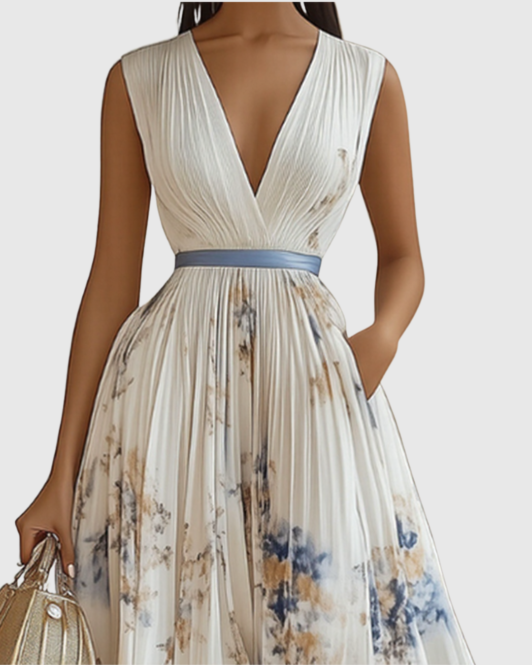 Rowella - Elegant Pleated Maxi Dress