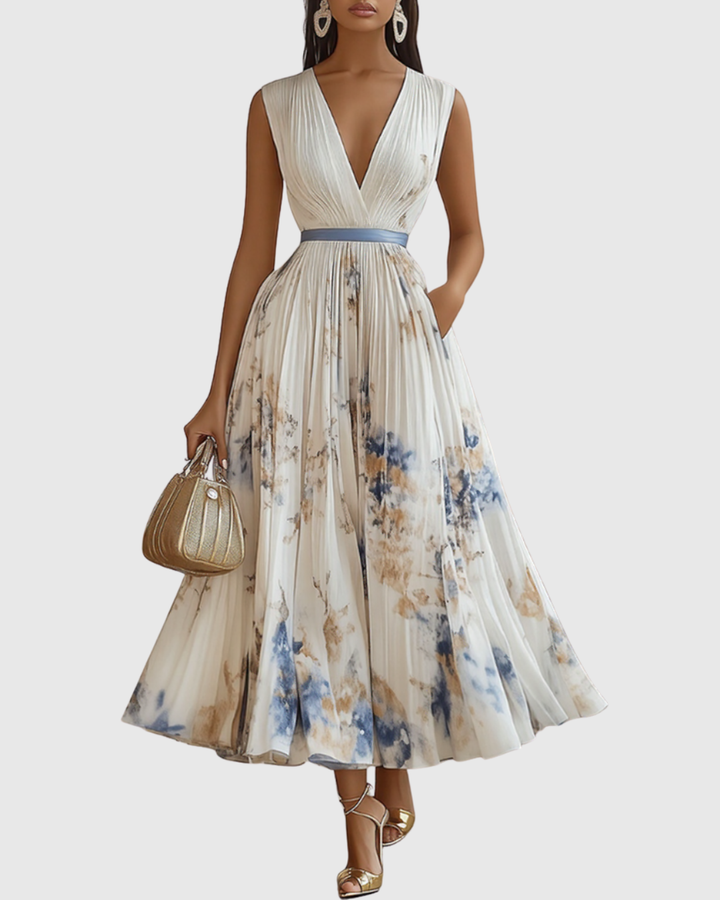 Rowella - Elegant Pleated Maxi Dress